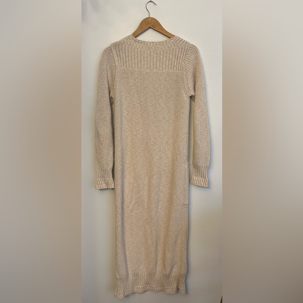 Free People Its Alright Cardi Beige Women Size Medium Chunky Knit Pocket Buttons - Picture 3 of 16